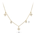 Detailansicht der S925 Goldkette mit 9mm Sternen und 4mm runden Zirkonia Steinen - 40+5cm / Gold