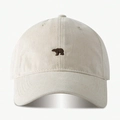 Beige baseball cap with polar bear embroidery and adjustable strap for sun protection - One Size / Beige