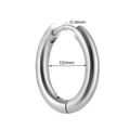 Orecchino a cerchio in acciaio argento con diametro 12mm e spessore 0,9mm - Cerchio minimalista