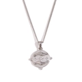 Retro round tarot relief pendant necklace in silver finish with sparkling zircon stones - Round Zirconia Tarot Necklace - Steel Color - Hands