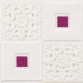 3D embossed waterproof foam wall sticker with purple glitter square tile pattern - White with Purple