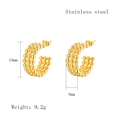 Golden beaded C-shaped stainless steel earrings measuring 18mm high and 9mm wide - Gold Style (LE3523)