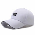 White twill baseball cap with black letter patch and printed sandwich brim detail - Adjustable / White