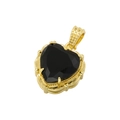 Eleganter vergoldeter Herzanhänger mit schwarzem Edelstein und strukturierter Fassung - Gold Schwarzer Zirkonia