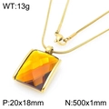 Elegant gold-plated bangle with amber rectangular crystal and 18K gold finish - Gold 20*18mm Amber (KN292783-GC)