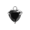 DIY heart-shaped jewelry pendant with black zircon stone in silver stainless steel claw - No.14 Black (Steel Setting)
