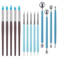 14-piece clay sculpting tool set with blue silicone pens and metal ball styluses - 14-piece Set (blue Silicone Pen + Sky Blue Rhinestone Silicone Pen + Blue Ball Stick)