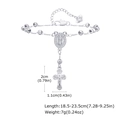 Detalle de la pulsera con medalla de María y crucifijo con medidas de 18,5 a 23,5 cm - Estilo Virgen María Ovalada Plateada (PBR-128S02)