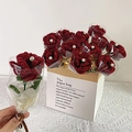 Handmade red crochet rose bouquet with pearls and 'for you' ribbon in a gift wrap - Finished Red Rose