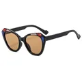 Occhiali anti luce blu gatto con montatura nera e motivo geometrico colorato - C3-Montatura Nera Lenti Tè