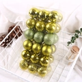 36-piece set of gold and green Christmas ball ornaments in various surface textures - 4cm/36Pcs / Fruit Green