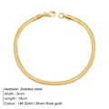 Bracciale a catena a serpente dorato da 3 mm in acciaio inossidabile lucido - 3MM Oro-18cm