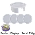 Silicone coaster mold set with holder showing DIY resin crafts and weight details - Round Coaster Set