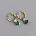 Detail showing S925 hallmark on gold plated sterling silver earrings with green zircon - 925 Silver / Emerald Green (Gold)