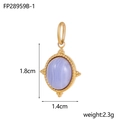 Vergulde ovale hanger met blauw en paars gestreepte natuurlijke agaatsteen voor sieraden - Lichtblauw Gestreepte Agaat