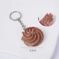 Brown chocolate cookie keychain 4.2cm diameter realistic food model pendant - Coffee Spiral Flower Cookie - Keychain