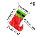 Calza di Natale da elfo rossa e verde con cintura nera e un piccolo campanello d'oro - Rosso a Pois