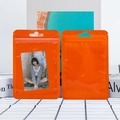 Orange translucent resealable jewelry bag with hang hole for small card packaging - 6x10cm / Orange
