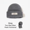 Grey knitted balaclava with Sport label, convertible design for full face protection - Grey (Hat Only)