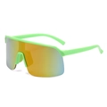 Ultralight neon green sports sunglasses with a colorful gradient shield lens - Green Frame Gold Coating