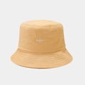 Detail of warm yellow terry cloth bucket hat with minimalist white embroidery - One Size / Ginger Yellow