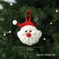 Handmade crochet Santa Claus Christmas tree ornament with red hanging loop, 8.5cm size - Red Hat Gnome