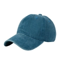 Classic deep blue washed denim baseball cap with a six-panel structured vintage look - Washed Peacock Blue