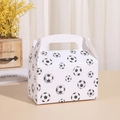 Soccer pattern trapezoidal paper gift box with handle for pastries and bakery treats - White Soccer Classic Style / 16x9x9cm (Box Body)