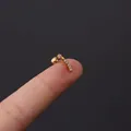 16G gold plated stainless steel curved cartilage stud earring with cubic zirconia - Gold Curved Row CZ Style (354-5#G)