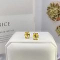 Oval cut yellow gemstone stud earrings with silver four-prong settings on jewelry box - Yellow Diamond Pigeon Egg Four-prong Earrings Led-135