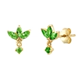 Elegant gold-plated 925 silver emerald drop earrings with leaf-shaped gemstone cluster - Marquise Leaf Dangle