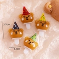 Brown bear birthday candles set with colorful party hats and stakes for cake decor - Set / Brown with Party Hats