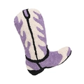 Tufted plush cushion in cowboy boot shape with purple white and black geometric patterns - Purple B240403-5 / 28x36cm (direct Charging Included)