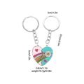 Pink and blue magnetic heart keychain set with rainbow daisy enamel charms for best friends - Daisy Rainbow (D1383-3)