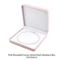 Pink velvet rounded jewelry box for pearl necklace sets, measuring 19x19x4cm - Rounded Velvet/19x19x4cm / Pink