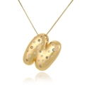 Detail of 18k gold heart pendant featuring sparkling zircon stones and a glossy finish - Letter N