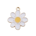 White daisy flower pendant with golden edges and yellow center charm for DIY jewelry - Daisy Pendant (14765)