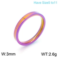 3mm minimalist titanium steel ring with purple gold blue gradient finish in 3mm width - Colorful