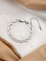Silbernes geflochtenes Flachkettenarmband aus Edelstahl mit Karabinerverschluss und Verlängerung - Silbernes Armband