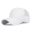 Lightweight white hiking cap with laser-perforated vents and breathable dry fabric - Adjustable / White