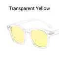 Square fashion sunglasses with transparent frames and yellow lenses on a white background - Transparent / Yellow Lens