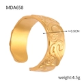Vintage style gold plated wide open ring featuring embossed swirl patterns and textures - US 7 / Y121-Gold Ring