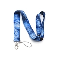 Starry Night oil painting style polyester lanyard with silver metal lobster clasp - Deep Blue Starry Night (KP528-9)