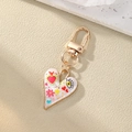 Detail of heart-shaped evil eye keychain with colorful prints and golden metal clasp - Blue Heart Eye Style (6#)