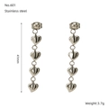 Orecchini a cuore in acciaio inossidabile argento con altezza 41mm e stile moderno - Colore Naturale Lucido / Color Acciaio