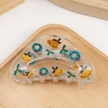 Transparent Christmas hair claw clip with festive bell and holly wreath patterns - Bell
