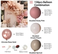 Kit arche de ballons 158pcs vert avocat avec tons abricot et or rose métallique - Type 4-Rose Poudré/Pêche Crème Chaîne de Ballons Élégante