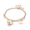 Golden chunky chain bracelet with heart charm featuring Blind for Love engraving - Rose Gold (KB143458-K)