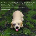 Miniature resin yellow puppy labrador figurine for landscape decor measuring 4.8x2x2cm - Golden Retriever Style