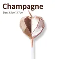 Champagnegouden hartvormige geometrische kaars met metaalglans voor taartdecoratie - 3.5cmx3.7cm / Champagne Diamant Hart Kaars